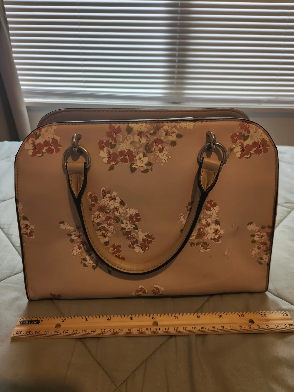 Nine West Blush Pink Floral Satchel with Detachable Strap